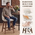 thumbnail image 6 of EOP Modern Swivel Bar Stools Set of 2, 25" Upholstered Counter Height Bar Stools with Wood Legs & Curved Back, Mid Century Bar Chairs for Kitchen Island Pub, Beige, 6 of 10