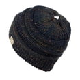 thumbnail image 3 of C.C BeanieTail Cotton Blend All Season Daily Messy High Bun Ponytail Beanie Hat, Confetti Navy, 3 of 3