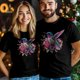 thumbnail image 5 of Camisetas gráficas informales de manga corta con diseño de colibrí y flores de jardín para hombre, 5 of 8