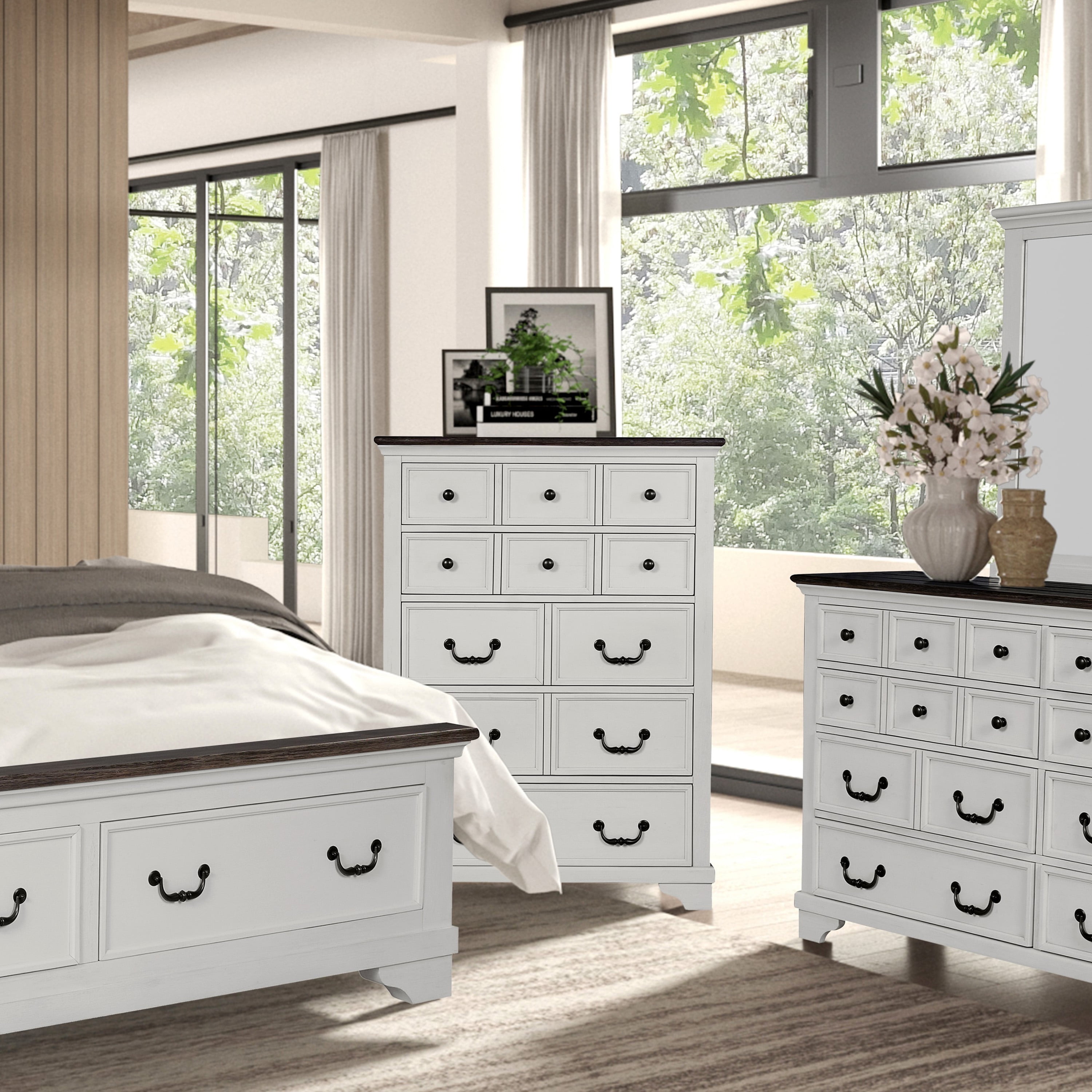Furniture of America Gaelix Farmhouse 5-Drawer Vertical Dresser, White