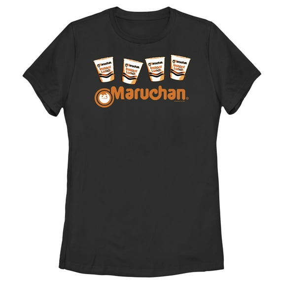 Women's Maruchan Orange and Black Instant Lunch Graphic Tee Black Medium
