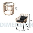 thumbnail image 3 of JOIVI 3-Piece Patio Set, Outdoor Wicker Bistro Sets, Patio Rattan Conversation Set for Porch, Backyard with Round Glass Top Coffee Table, 3 of 10