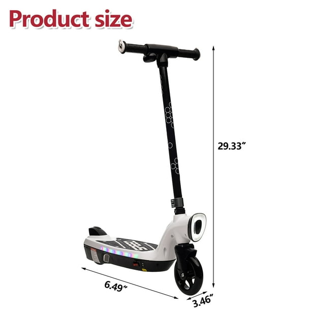 iRerts Electric Scooter for 6-14 Year Kids Scooter for Boys Girls, 12V 45W Kids Electric Scooter with Front Big Light, Rear Brake, Colorful Deck Light, White - Walmart.com