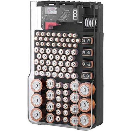The Battery Organizer TBO1531 The Batt Storage Case with Hinged Clear Cover, Includes a Removable Tester, Holds 93 Batteries Various...