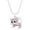 Necklace-Pink, variant on Cat Pendant Necklace or Earring Clear Rhinestone Crystal Rhodium Plated 17 Inch Snake Chain J0261-CR
