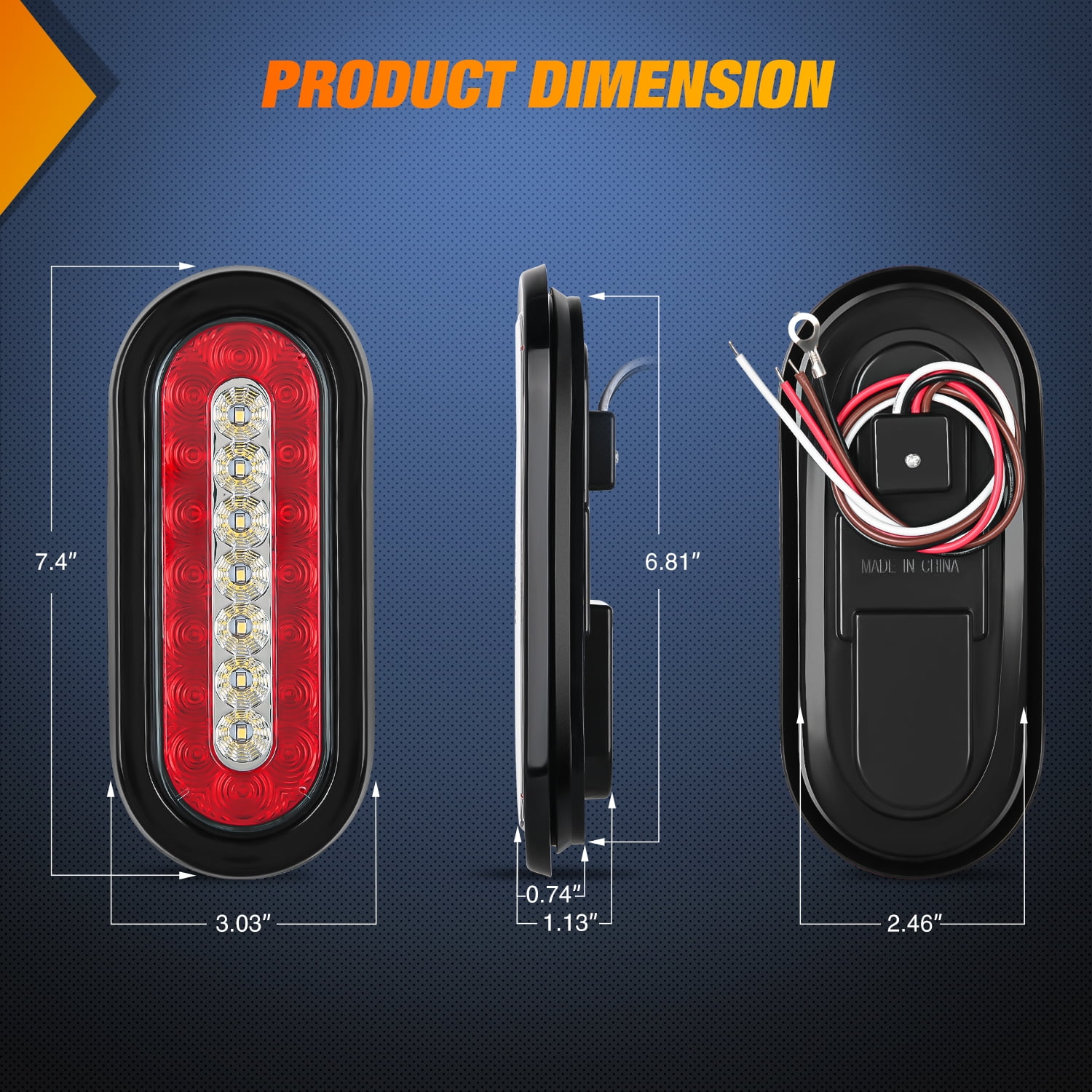 Nilight 6Inch Oval Trailer Tail Light 2PCS Red Brake Stop Turn Light White Reverse Back Up Lights with Flush Mount Grommets Plugs Mounting Brackets for RV Truck Trailer Luggage Rack