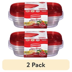 Rubbermaid TakeAlongs Divided Rectangular Containers, 3.7-Cup, 3-Pack