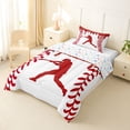 thumbnail image 2 of Erosebridal Red Dripping Baseball Stitch & Batter Silhouette Graphic Twin Comforter Sets 3-Piece, Sport Graphic Bedding Set for Boys And Girls Kids,Super Cozy Room Decor, 2 of 6