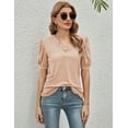 thumbnail image 5 of ZHENWEI Womens Casual V-Neck T-Shirts Loose Puff Short-Sleeve Tops Tunic Blouse, 5 of 9