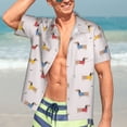 thumbnail image 3 of Wukai Dachshund Dog Puppy Men's Hawaiian Shirt Short Sleeve Casual Button Down Summer Beach Aloha Shirt Tropical Print Holiday Party, 3 of 8