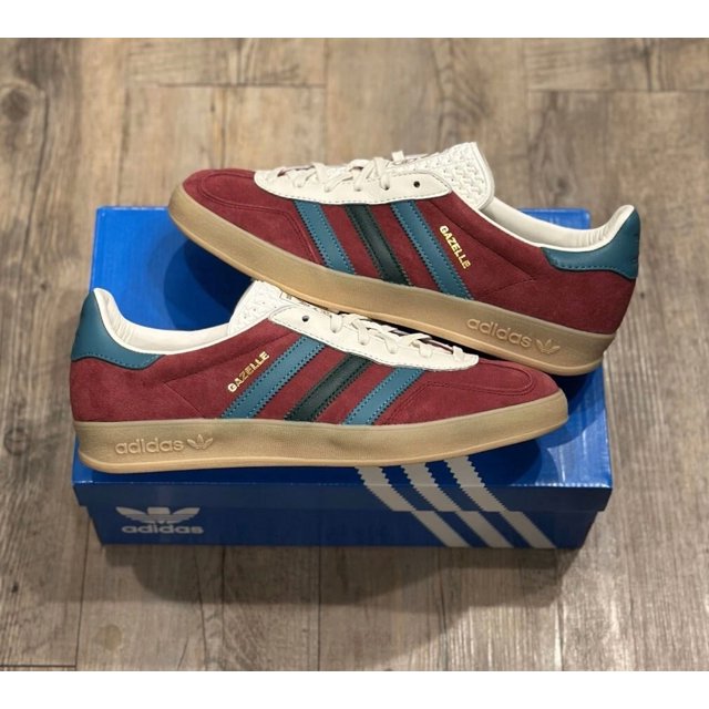 Adi-das Gazelle Collegiate Burgundy Arctic Fusion Green Sneakers IG4996 Mens 8
