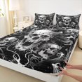 thumbnail image 4 of Castle Fairy Dark Gothic Skull Queen Sheets 4 Pieces,Halloween Twisted Vines Queen Sheet Sets,White Black,1 Fitted Sheet,1 Flat Sheet and 2 Pillowcases, 4 of 6