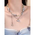 thumbnail image 2 of Collier Perlé Fleur Bleu Marine, 2 of 4