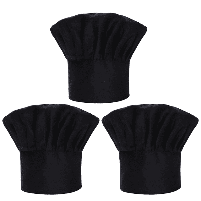 Juego de 3 gorros de chef para adultos, ajustables, elásticos, para panadero, cocina, gorro de chef