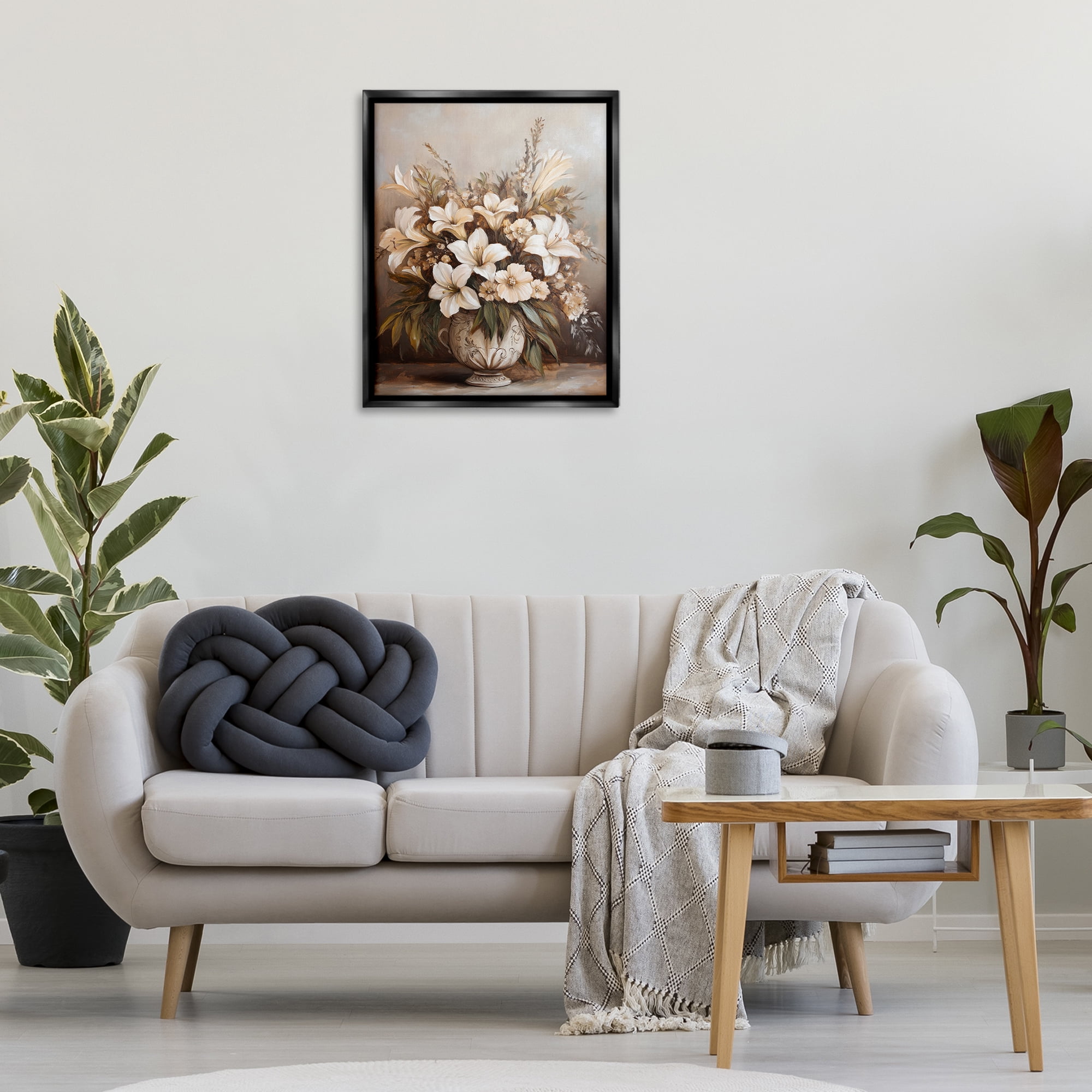 Stupell Industries Lily Bouquet Still Life Plants & Flowers Painting Black Floater Framed Canvas Art Print Wall Art, 25 x 31
