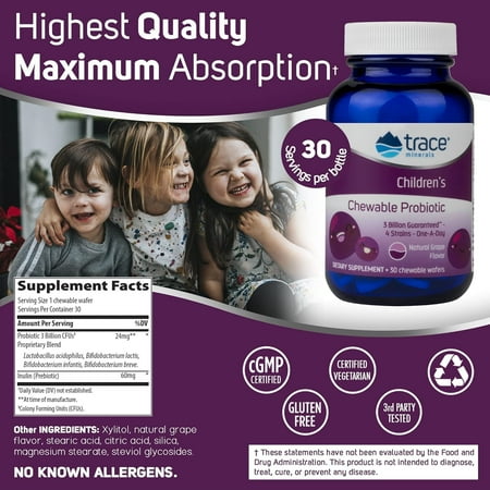 Trace Minerals Research Children's Chewable Probiotic Tablets - Pack of 30