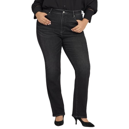NYDJ womens Plus Marilyn High-Rise Paris Lights Straight Leg Jean 26W