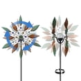 thumbnail image 5 of Solar Wind Spinner 73in, Multi-Color Seasonal Solar Powered Glass Ball with Leaf Kinetic Wind Spinner Dual Direction Wind Sculpture for Patio Yard & Garden, 5 of 6