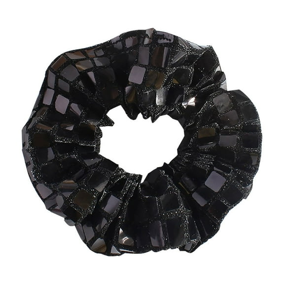 Glitter Sequin Hair Scrunchies for Women Metallic Silver Ponytail Holders with Hidden Zipper Pocket Soft Elastic Hair Ties for Disco Party Wedding and Festive Occasions
