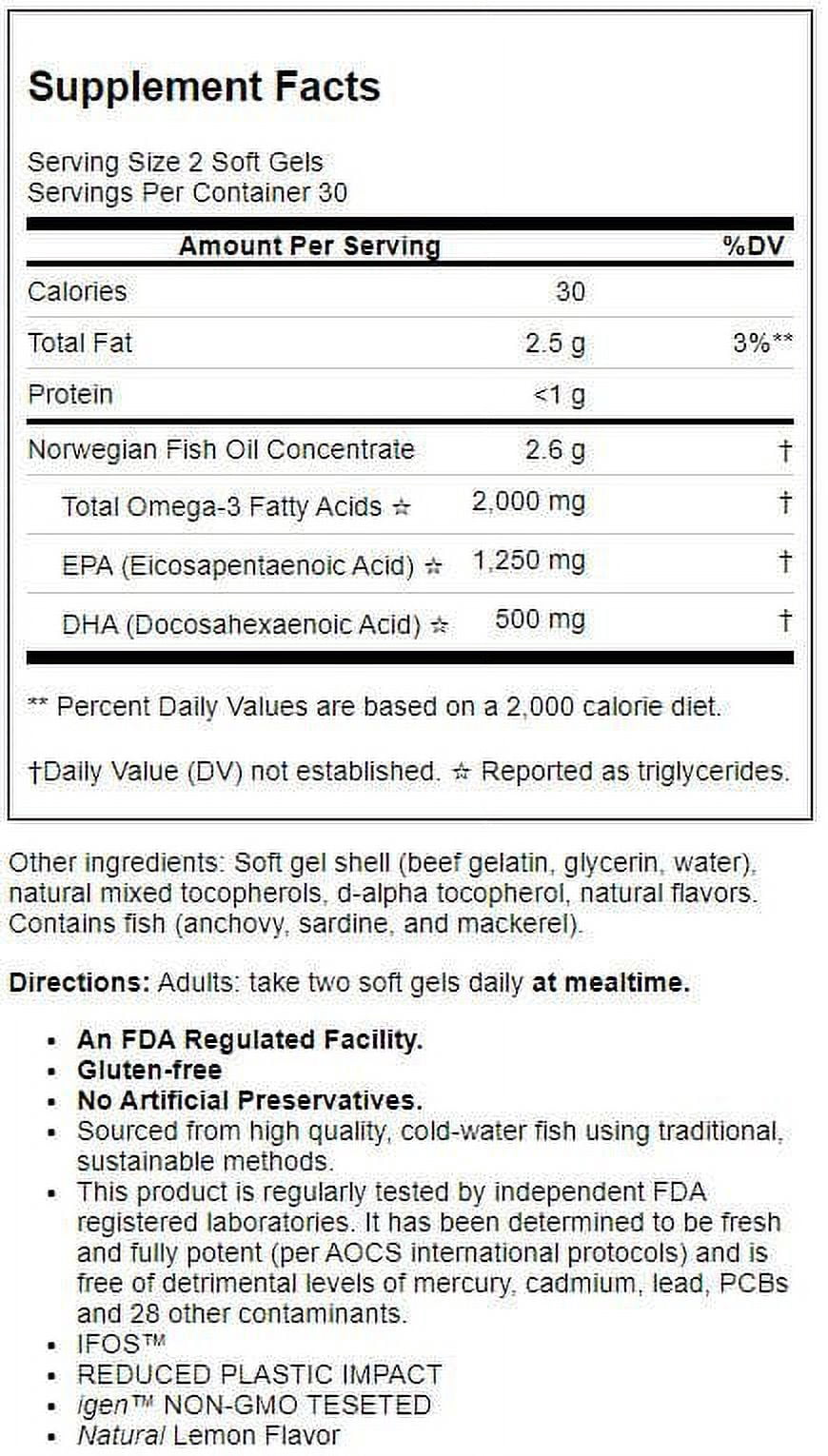 Carlson Maximum Omega 2,000 mg Omega-3s, 60 Each