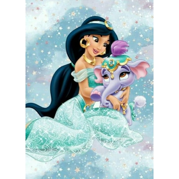 Aladdin DIY 5D Diamond Art Painting Kits Princess Jasmine Diamond Art Kit Full Drill Round for Crafts Wall Decor Gift (12X16in)