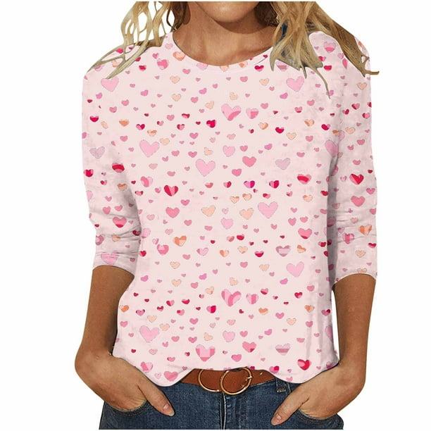 Camisetas de Manga Corta para las Mujeres Retro Cuello Redondo Pascua Impreso Suelto Top, Ligero Poliéster 3/4 Camiseta de Manga para el Desgaste Casual, Diario Y de Primavera