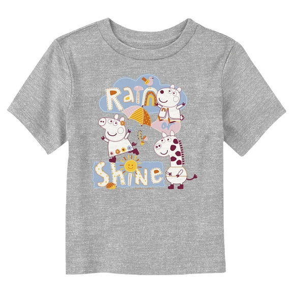Toddler's Peppa Pig Rain or Shine Embroidered Graphic Tee Athletic Heather 5T