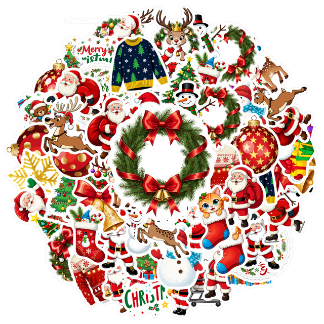 35 Pcs-50 Pcs Autocollants Festifs Autocollants de Récompense pour Enseignants Autocollants de Noël Autocollants de Jouets Autocollants de Papeterie pour Bagages Téléphone Valise