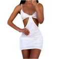 thumbnail image 1 of Pompotops Robe Sans Manches Sexy Unie Col Rond Ajourée Robe d'Été Décontractée, 1 of 6