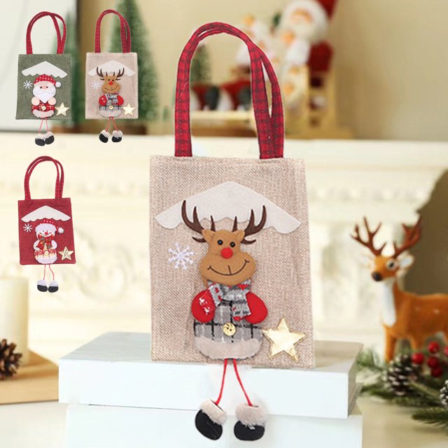 Bolsas de regalo navideñas con muñecas - Bolsa de cordón de ciervo de Santa Snowman - tela de tela, 43cm de capacidad para caramelos y golosinas