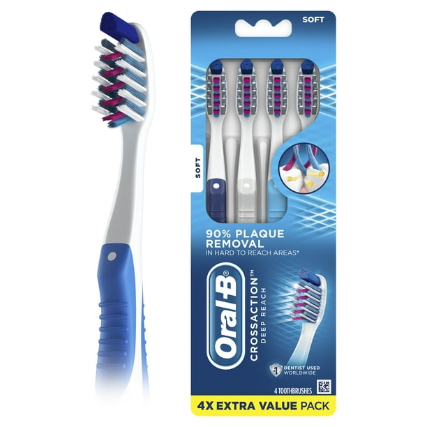 OralB CrossAction Deep Reach Manual Toothbrush, Soft, 4 ct Walmart