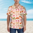 thumbnail image 2 of Vsdgher Cherries And Bows Print Men's Hawaiian Shirts Button Down Tropical Holiday Beach Shirts Vacation Clothes,Medium, 2 of 7
