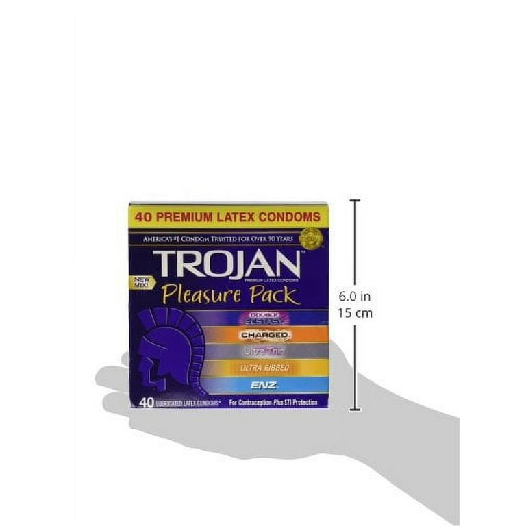 Trojan Pleasure Pack - 40 Premium Latex Condoms (Double Ecstasy, Ultra  Thin, Fire & Ice, Ultra Ribbed & Enz)