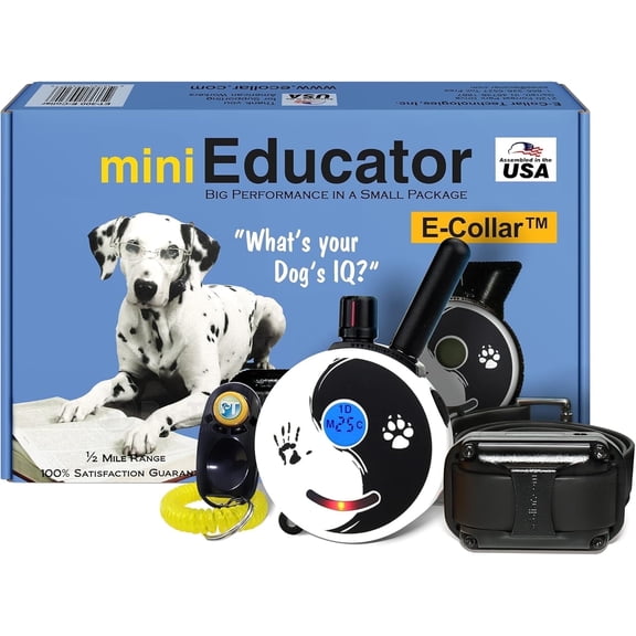 E-Collar ET‑300 Mini Educator Remote Humane Dog Training Collar ZEN – ½‑Mile Waterproof E‑Collar for Dogs 5 lb – Includes PetsTEK Clicker, 100 Levels