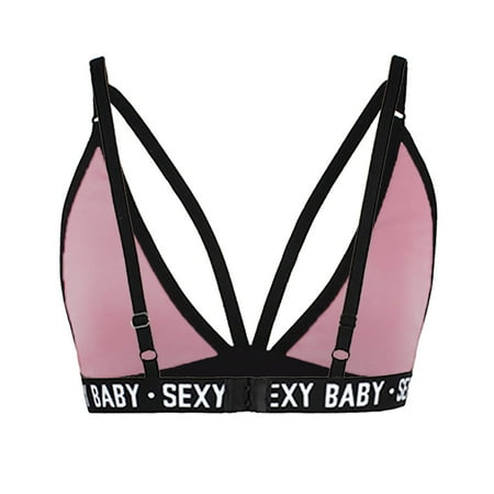 Odeerbi Sexy Lingerie for Women 2025 Alluring Elastic Cage Bra Strappy Hollow Out Bra Bustier Pink