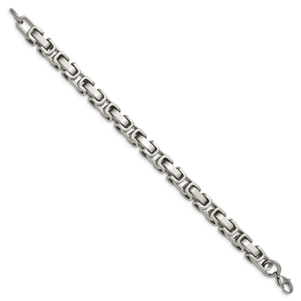 Diamond2Deal Stainless Steel Brushed and Polished Bracelet for Men 8.5"