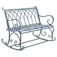 thumbnail image 4 of SAFAVIEH Ressi Rustic Outdoor Patio Rocking Bench, Antique Blue, 4 of 11