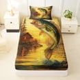 thumbnail image 3 of jejeloiu Pike Fish Twin Sheet Sets,Rustic Fishing Hunting Bedding For Boys Kids 3 Pieces, 3 of 6