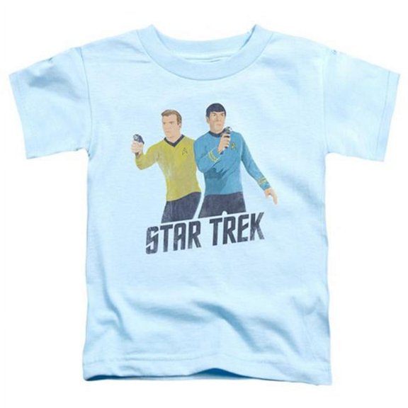 Trevco Star Trek-Phasers Ready - Short Sleeve Toddler Tee - Light Blue- Small 2T