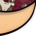 thumbnail image 3 of 36.2 Inch Round Floor Mat White and Crimson Roses Pattern Carpet Decor Rug for Living Room Bedroom, 3 of 6