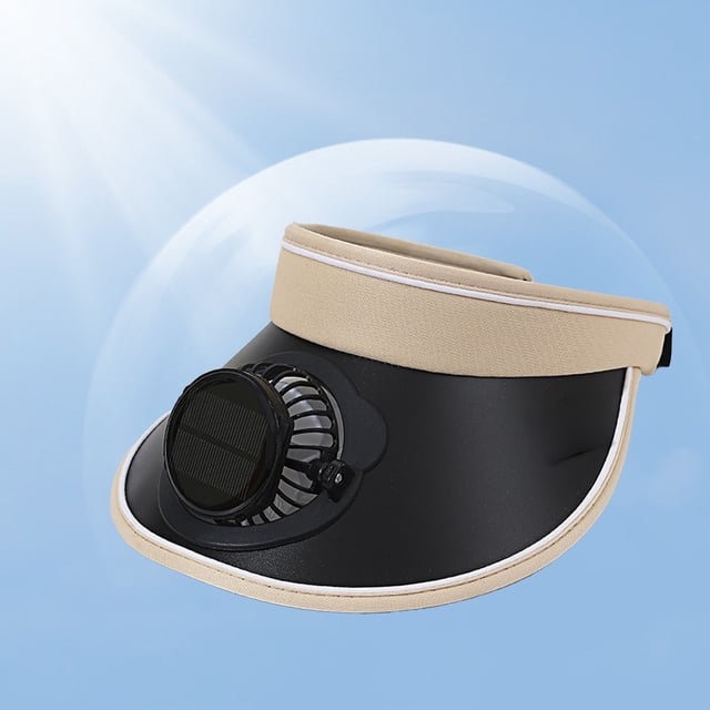 Sombreros de ventilador con energía solar y carga USB para hombres y mujeres, de ala ancha, transpirables, con parte superior vacía y protección solar, de poliéster.