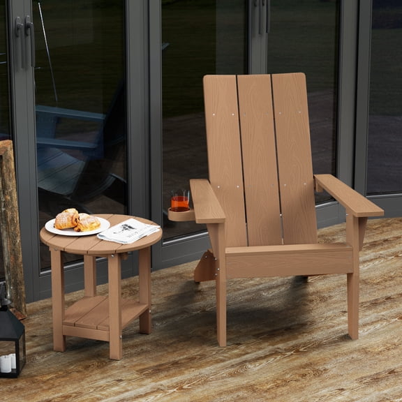 ZEKOO Adirondack Chairs with Table Plastic Outdoor Chair Teak