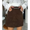 thumbnail image 5 of Womens Corduroy Mini Skirt High Waisted Basic Casual A-Line Short Fall Winter Skirts Dark Brown S, 5 of 7