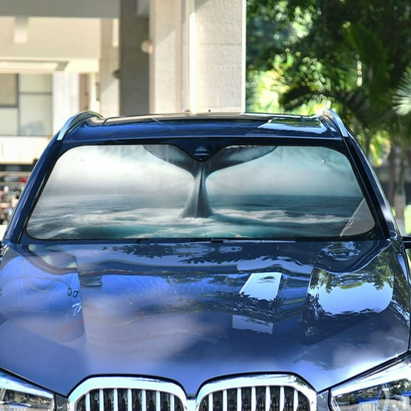 Whale Tail Sea Automotive Front Car Windshield Sun Shade Reflector Foldable for Front Fit for Cars Truck SUVs