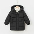 thumbnail image 2 of IVEYRTF Winter Childrens Medium Length Thickened Warm Jacket for Boys and Girls Hooded Long Sleeve Coat Cold Weather Outerwear Kids Puffer Coat(Black,3-4 Years), 2 of 9
