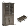 thumbnail image 2 of SEDETA Farmhouse Bookshelves and Bookcases with Doors and Drawer, Bookshelf with Storage, Floor Standing 6 Shelf Display Storage Shelves 70 in Tall Bookshelf for Home Office, Living Room, Grey, 2 of 16
