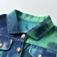 thumbnail image 5 of IBTOM CASTLE Toddler Kid Baby Boys Girls Denim Jacket Long Sleeve Button Down Jeans Coat Cowboy Overcoat Hoodie Casual Outwear 2-3 Years Green + Blue, 5 of 8