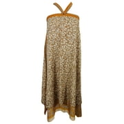 Mogul Women's Wrap Around Skirt 2 Layer Silk Sari Vintage Reversible Beach Cover Up Dress