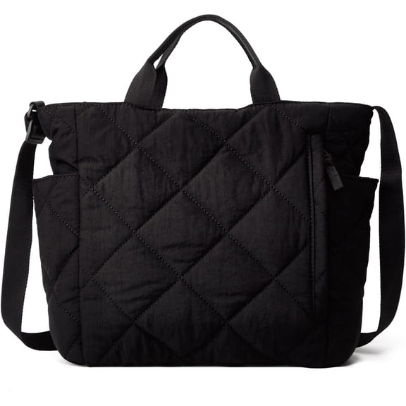 Kukuzhu Puffer Tote Bag Women Quilted Shoulder Crossbody Handbag Lattice Nylon Padded Hobo Cotton Puffy Purse Casual Satchel