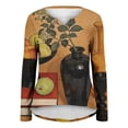 thumbnail image 5 of QASIEATN Women's V Neck Long Sleeve Top Asymmetrical Shirt Blouse Summer Graphic Tee Tops, 5 of 5